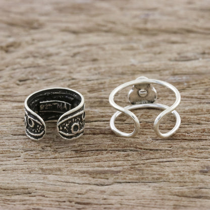 Spiral Way Spiral Motif Sterling Silver Ear Cuffs from Thailand