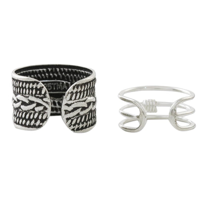 Ties That Bind Braid Motif Sterling Silver Ear Cuffs from Thailand