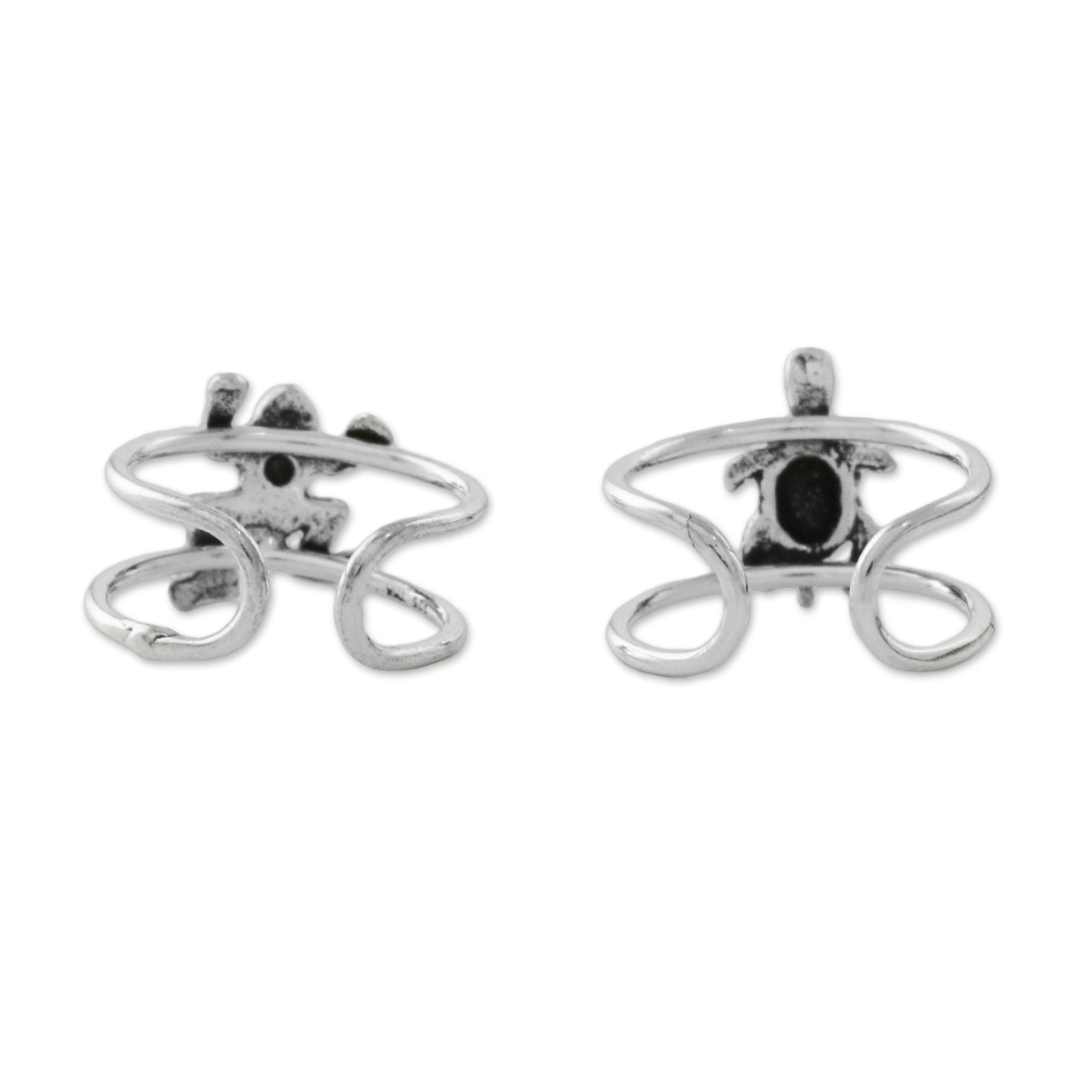 Frog and Turtle Frog and Turtle Sterling Silver Ear Cuffs from Thailand