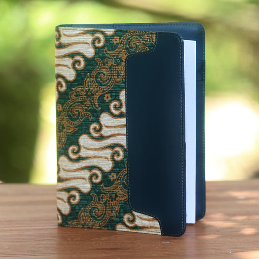 Lovely Thoughts Green Faux Leather Planner with Cotton Batik Print