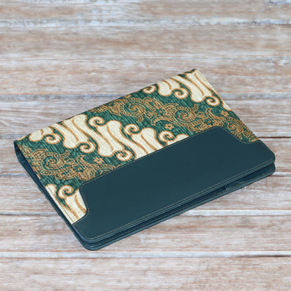 Lovely Thoughts Green Faux Leather Planner with Cotton Batik Print
