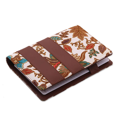 Noteworthy Brown Faux Leather and Cotton Leaf Print Fifty-Page Planner