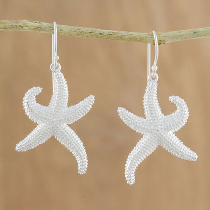 Dancing Starfish Sterling Silver Starfish Dangle Earrings from Thailand