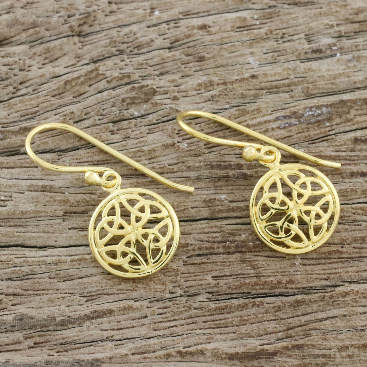 Interconnected in Gold Gold Plated Sterling Silver Labyrinth Circle Dangle Earrings