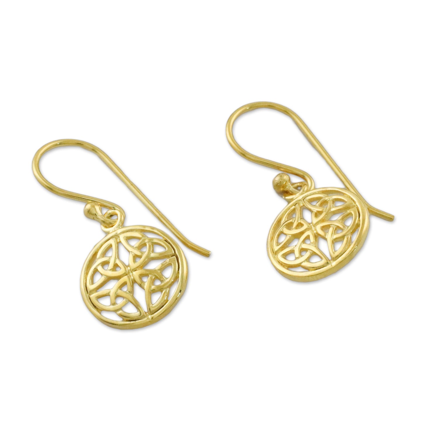 Interconnected in Gold Gold Plated Sterling Silver Labyrinth Circle Dangle Earrings