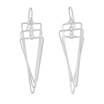 Matte Triangles Modern Triangular Sterling Silver Dangle Earrings