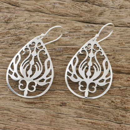 Life Grows Openwork Sterling Silver Dangle Earrings from Thailand