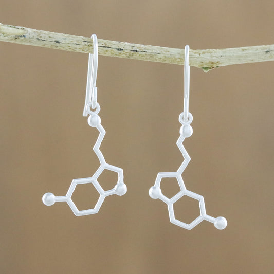 Serotonin Sterling Silver Modern Double Hexagon Dangle Earrings