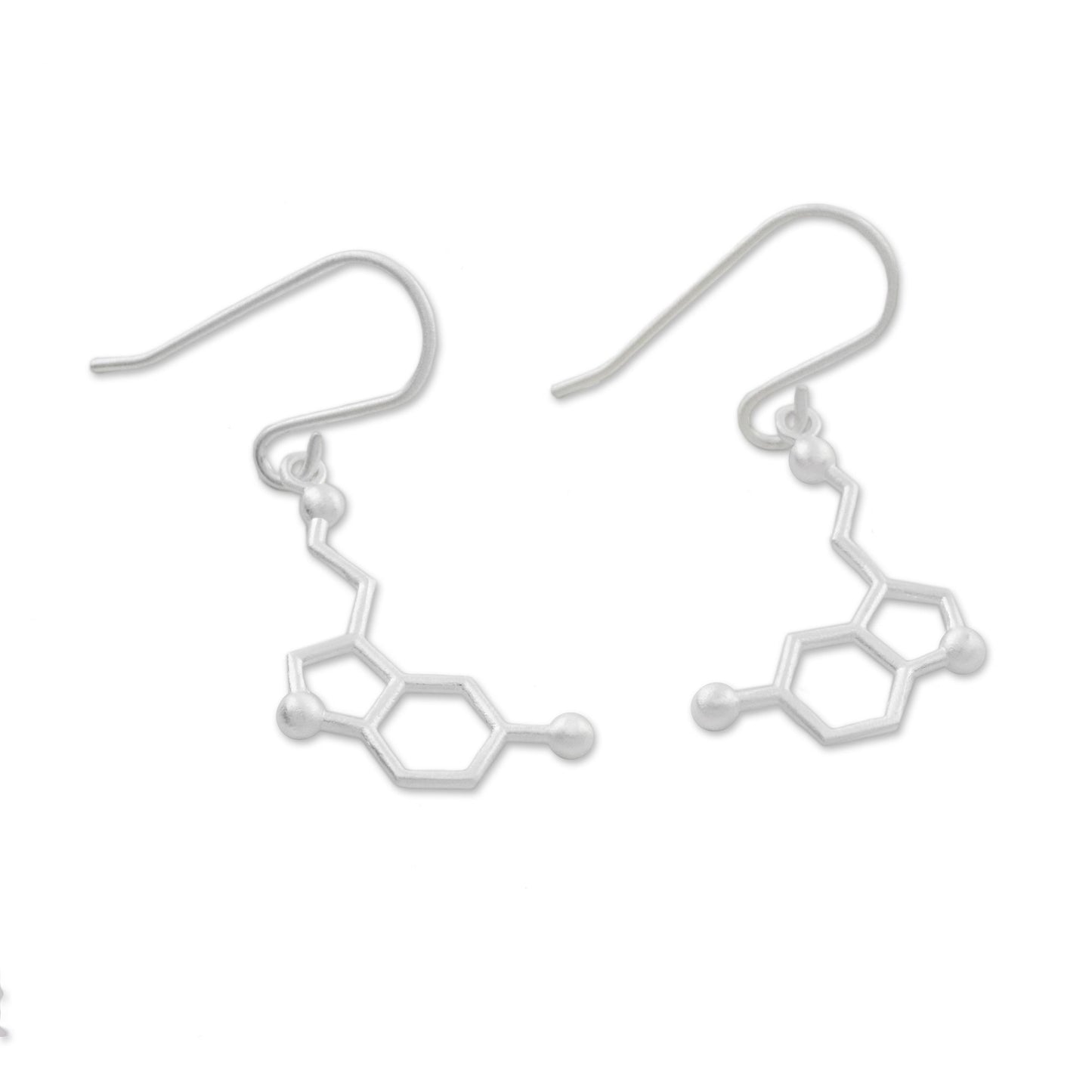 Serotonin Sterling Silver Modern Double Hexagon Dangle Earrings