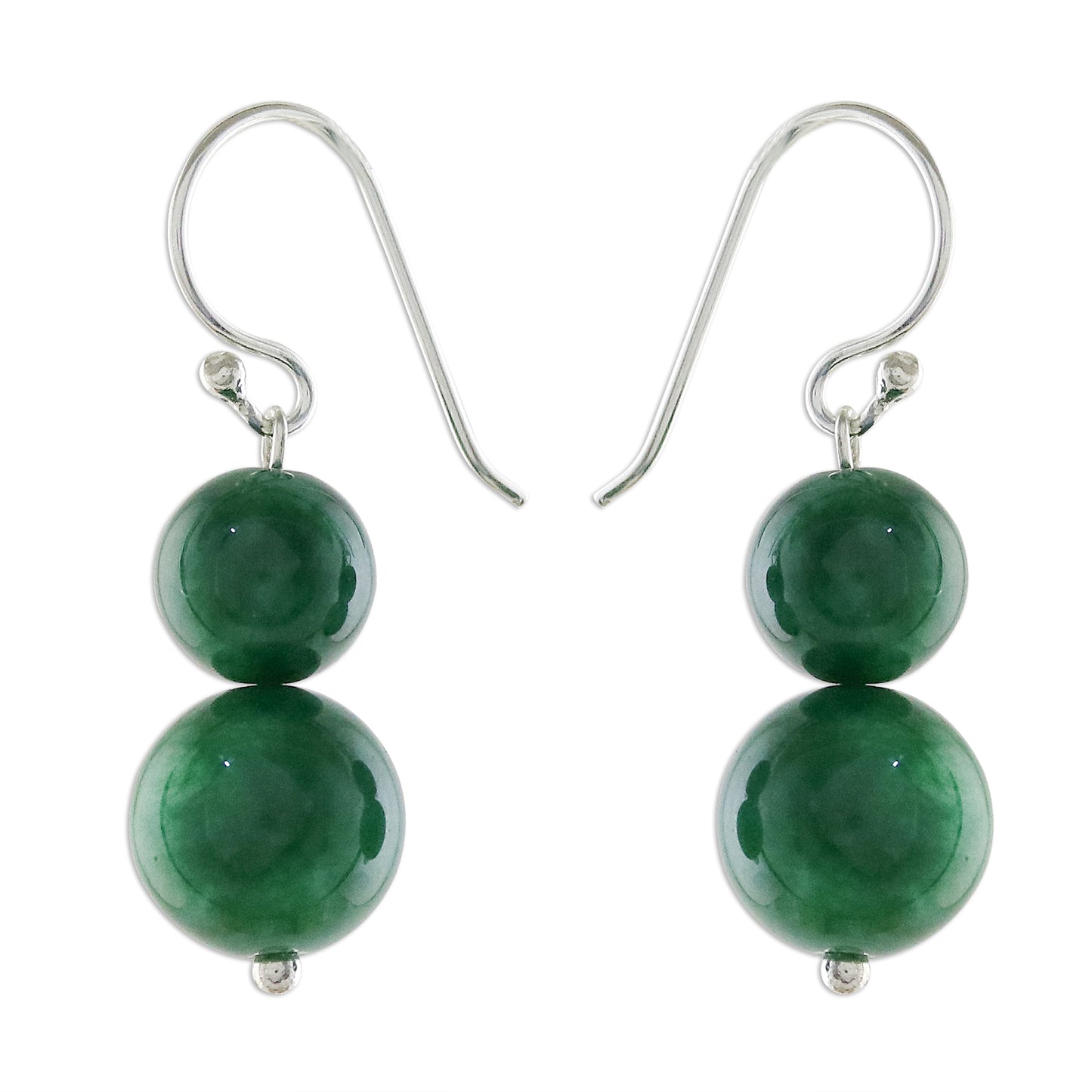 Jungle Spheres Green Quartz Beaded Dangle Earrings from Thailand