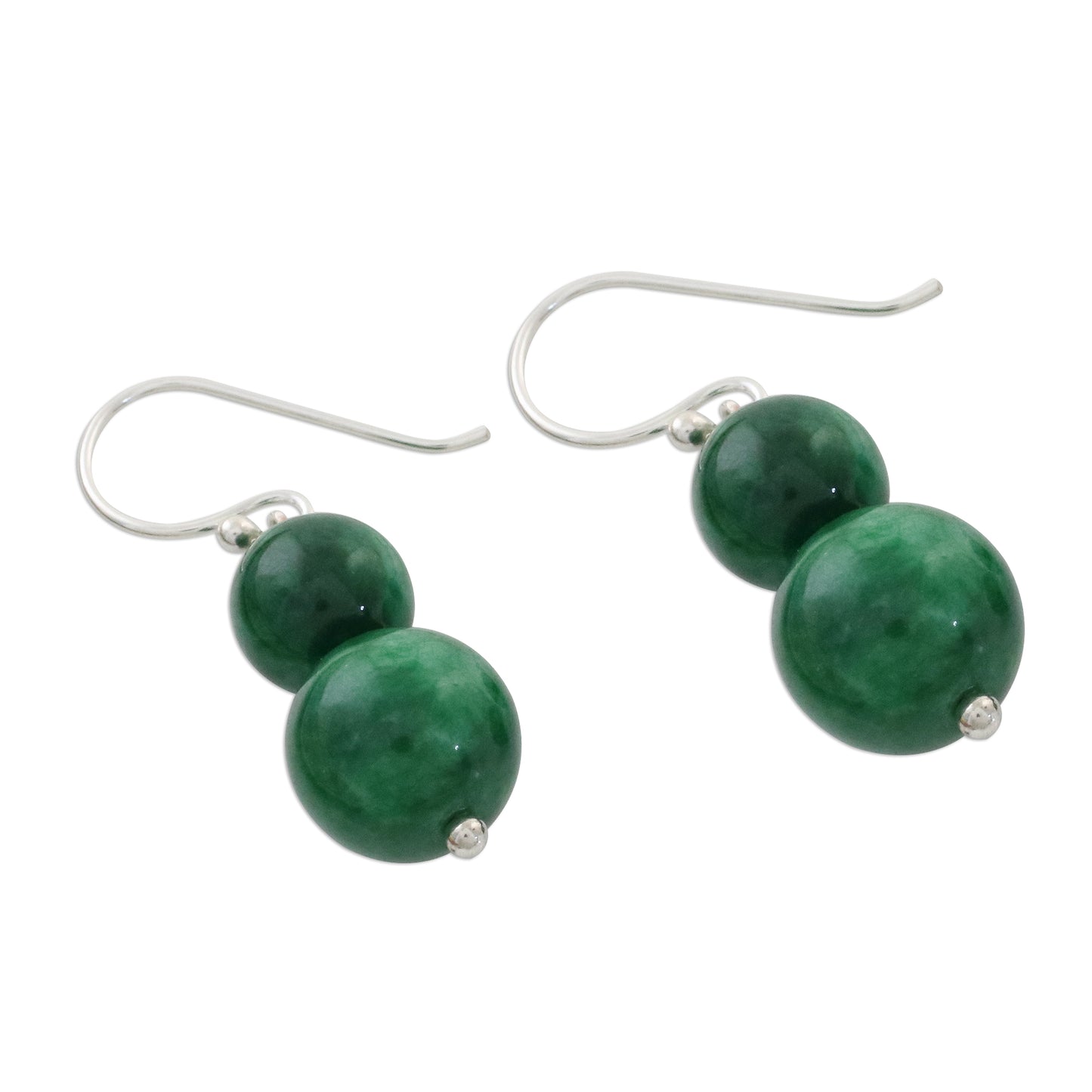 Jungle Spheres Green Quartz Beaded Dangle Earrings from Thailand