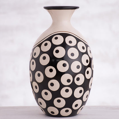 Chulucanas Mysticism Circle Motif Chulucanas Ceramic Decorative Vase from Peru