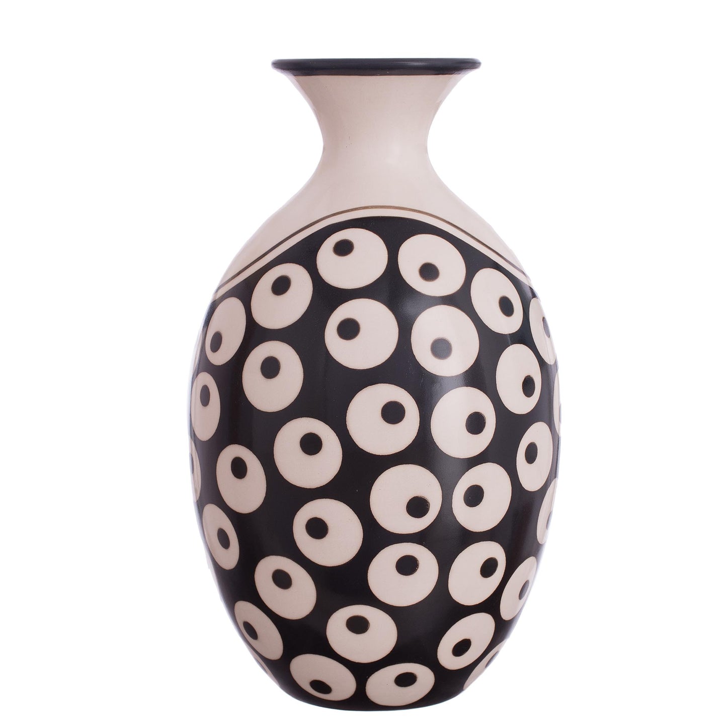 Chulucanas Mysticism Circle Motif Chulucanas Ceramic Decorative Vase from Peru