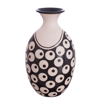 Chulucanas Mysticism Circle Motif Chulucanas Ceramic Decorative Vase from Peru