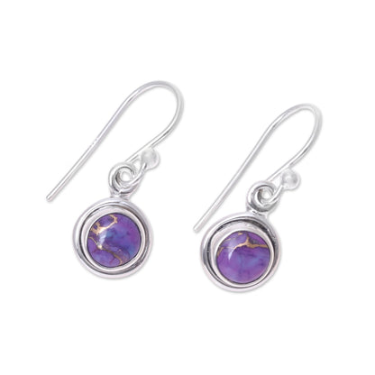 Adorable Moon in Purple Sterling Silver and Purple Composite Turquoise Earrings