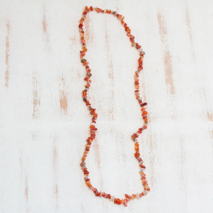 Caramel Wonder Long Agate Beaded Necklace Crafted in Brazil