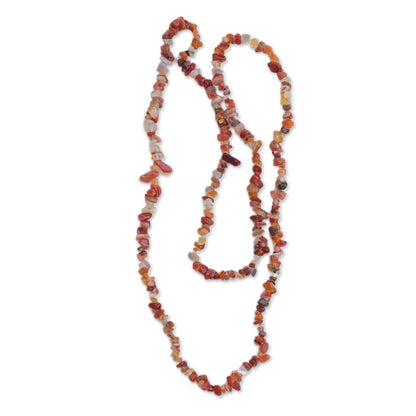 Caramel Wonder Long Agate Beaded Necklace Crafted in Brazil