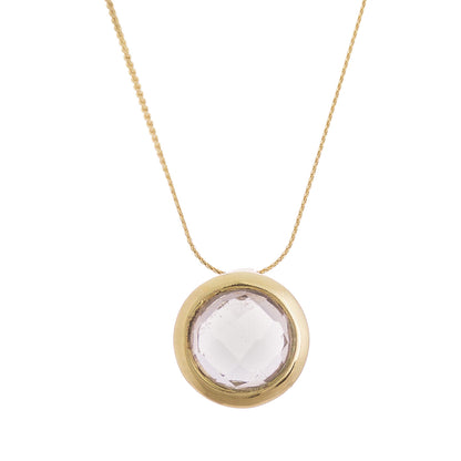 Golden Circle Quartz Gold Plated Silver Pendant Necklace