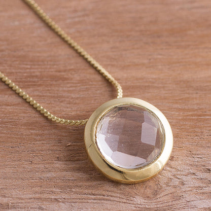 Golden Circle Quartz Gold Plated Silver Pendant Necklace