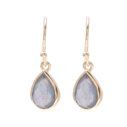 Fantastic Drops Gold Plated 4-Carat Labradorite Dangle Earrings from India