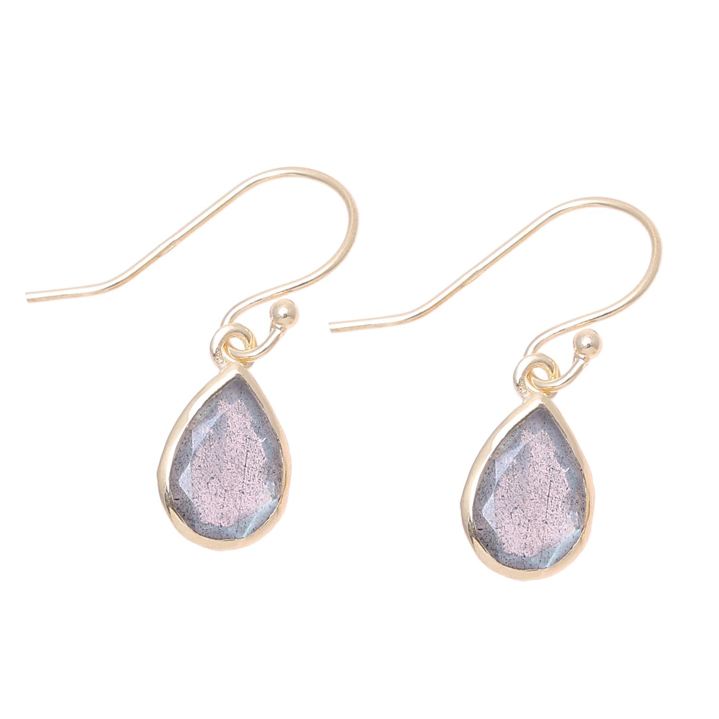 Fantastic Drops Gold Plated 4-Carat Labradorite Dangle Earrings from India