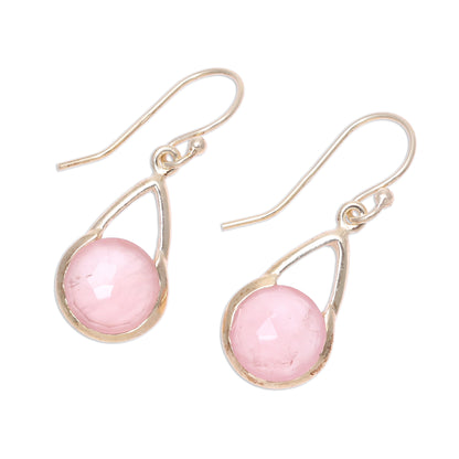 Fantastic Cradles Gold Plated Rose Quartz Dangle Earrings from India