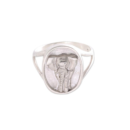 Elephant Traipse Sterling Silver Elephant Signet Ring from Bali