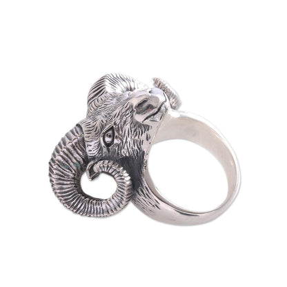 Ram Gaze Sterling Silver Ring