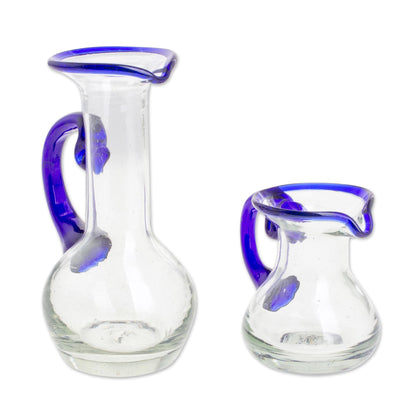 Clear Seas Handblown Small Recycled Glass Pitchers (Pair)