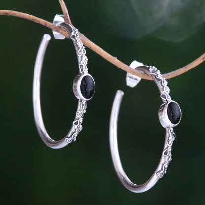 Bali Memories Onyx Half-Hoop Earrings from Bali