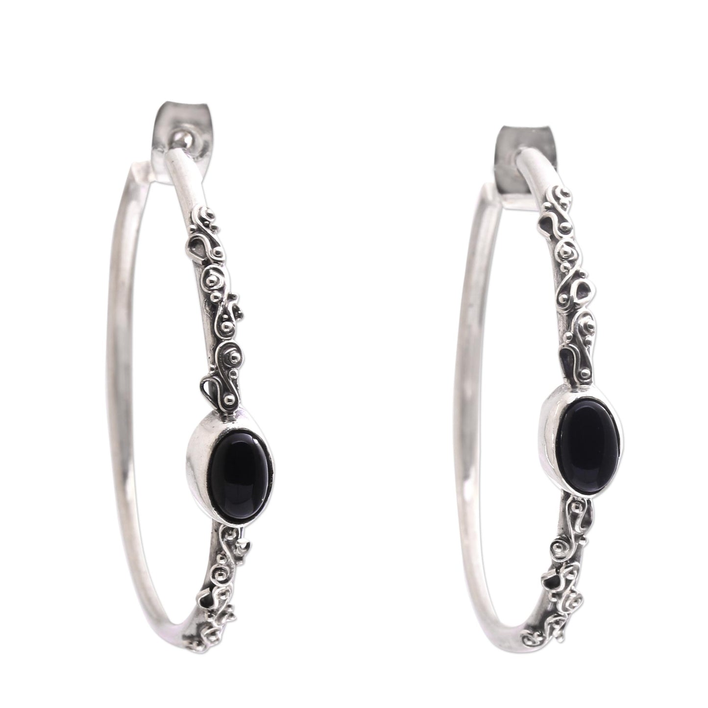 Bali Memories Onyx Half-Hoop Earrings from Bali