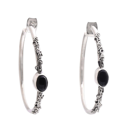 Bali Memories Onyx Half-Hoop Earrings from Bali