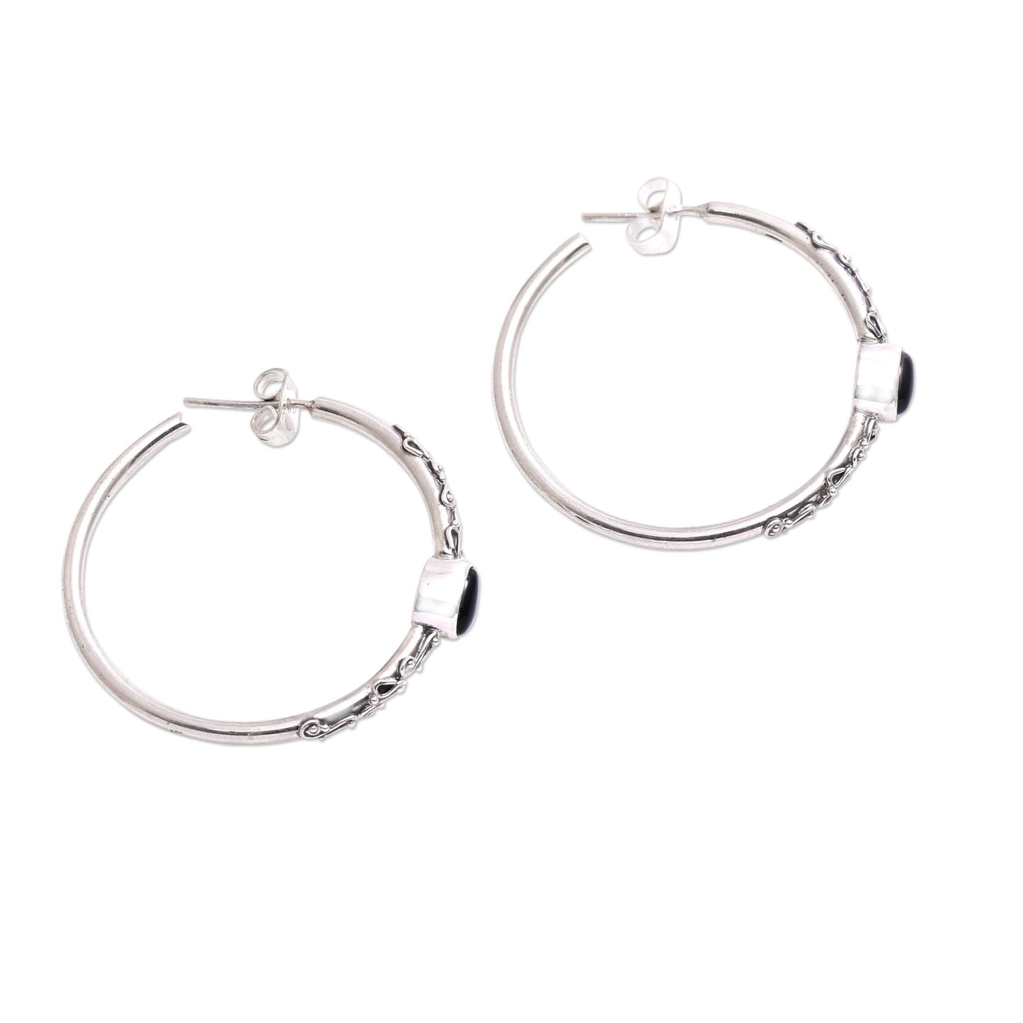 Bali Memories Onyx Half-Hoop Earrings from Bali