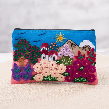 Flourishing Gardens Colorful Andean Gardens Cotton Blend Appliqué Pencil Case