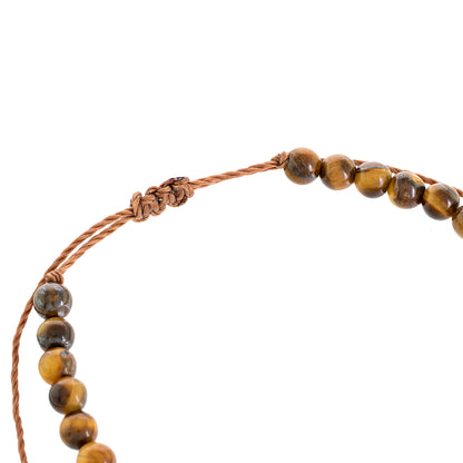 Earthen Sweetness Adjustable Tiger's Eye Beaded Bracelet from Guatemala