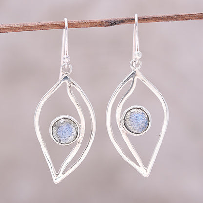 Leafy Glimmer Leaf-Shaped Labradorite Dangle Earrings from India