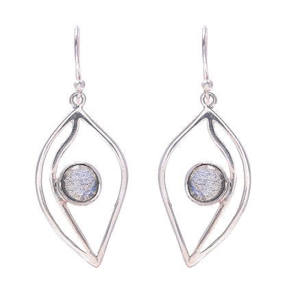 Leafy Glimmer Leaf-Shaped Labradorite Dangle Earrings from India