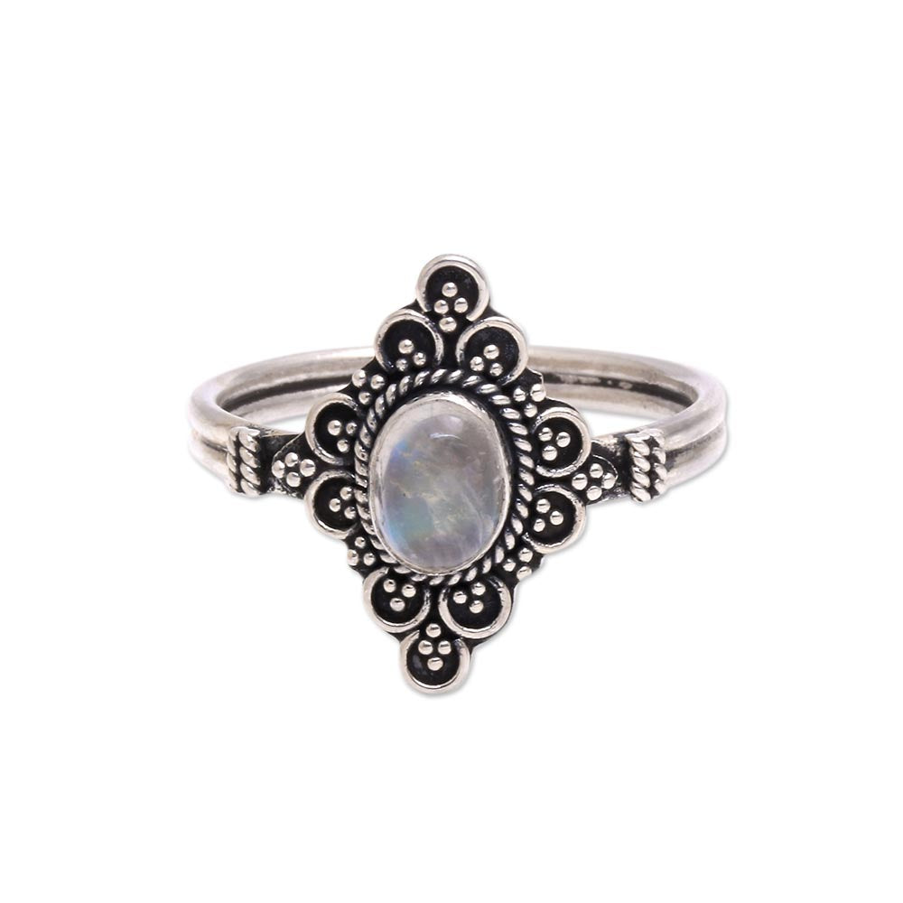 Daydream Temple Handcrafted Moonstone Cocktail Ring from Bali