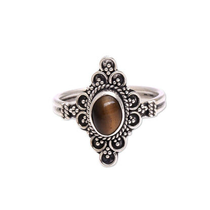 Daydream Temple Handcrafted Tiger's Eye Cocktail Ring from Bali