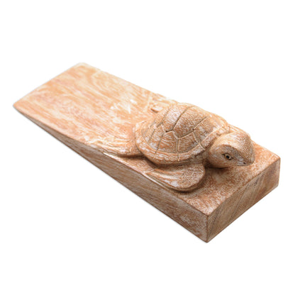 Distressed Baby Turtle Distressed Baby Turtle Suar Wood Door Stopper from Bali