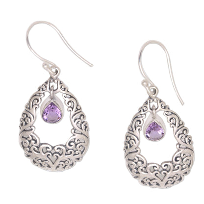 Curling Drops Amethyst Drop Dangle Earrings from Bali