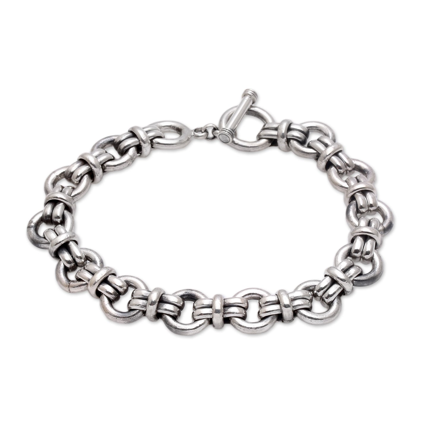 Wanen Links Men's Sterling Silver Link Bracelet Crafted in Bali