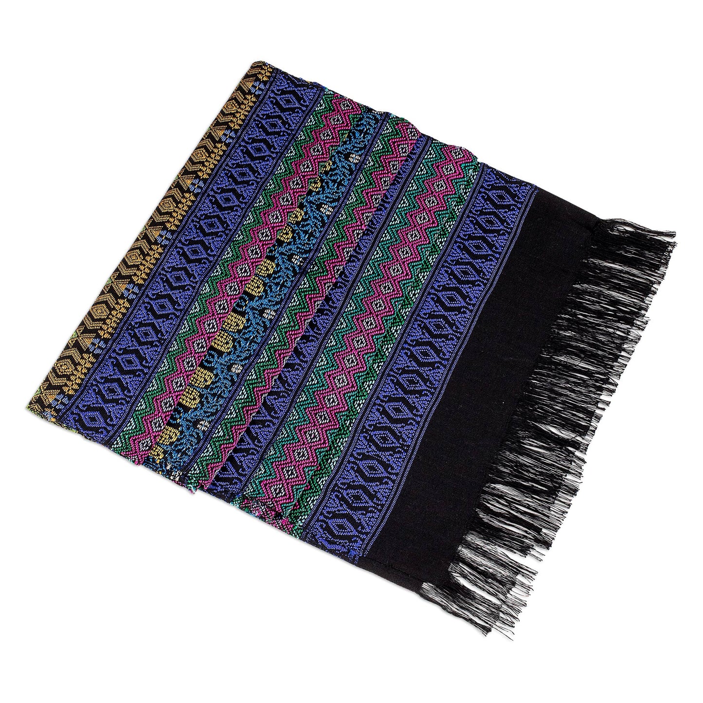 Bright Night Handwoven Cotton Table Runner with Zigzag Patterns