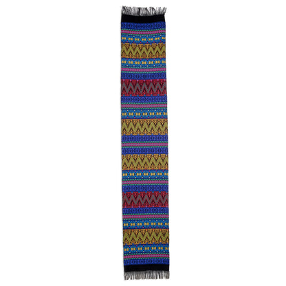 Bright Night Handwoven Cotton Table Runner with Zigzag Patterns