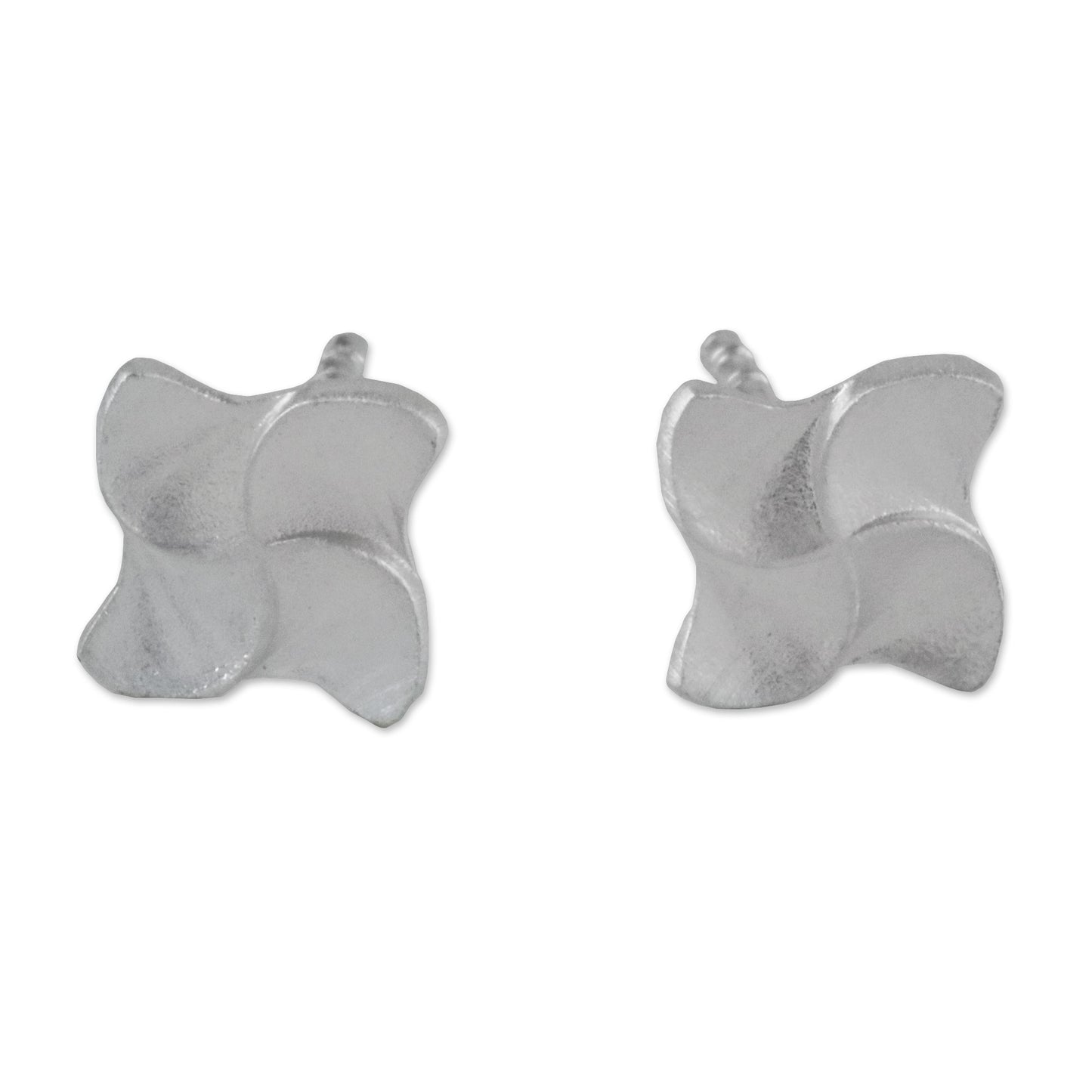 Gleaming Pinwheels Pinwheel-Shaped Sterling Silver Stud Earrings from Thailand