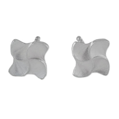 Gleaming Pinwheels Pinwheel-Shaped Sterling Silver Stud Earrings from Thailand