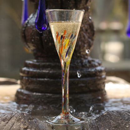 Confetti Mexican Handblown Glass Cocktail Champagne Flutes Set of 6