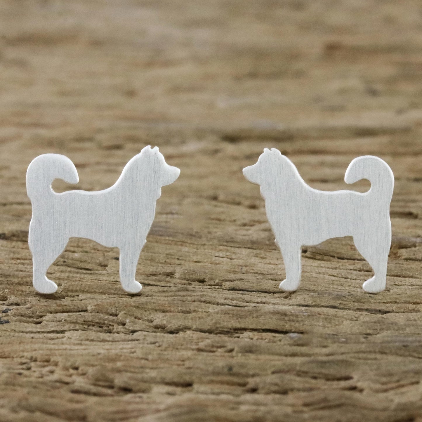 Siberian Husky Siberian Husky Sterling Silver Stud Earrings from Thailand
