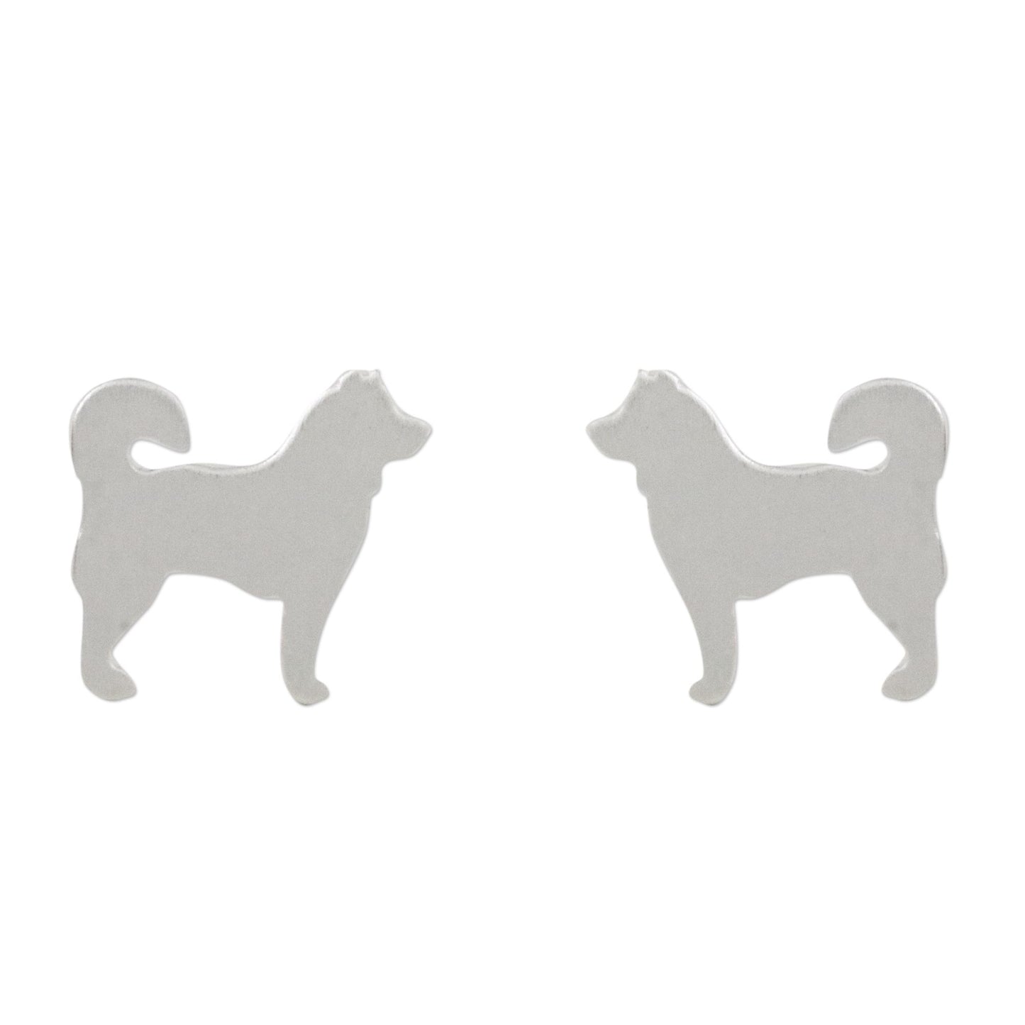 Siberian Husky Siberian Husky Sterling Silver Stud Earrings from Thailand