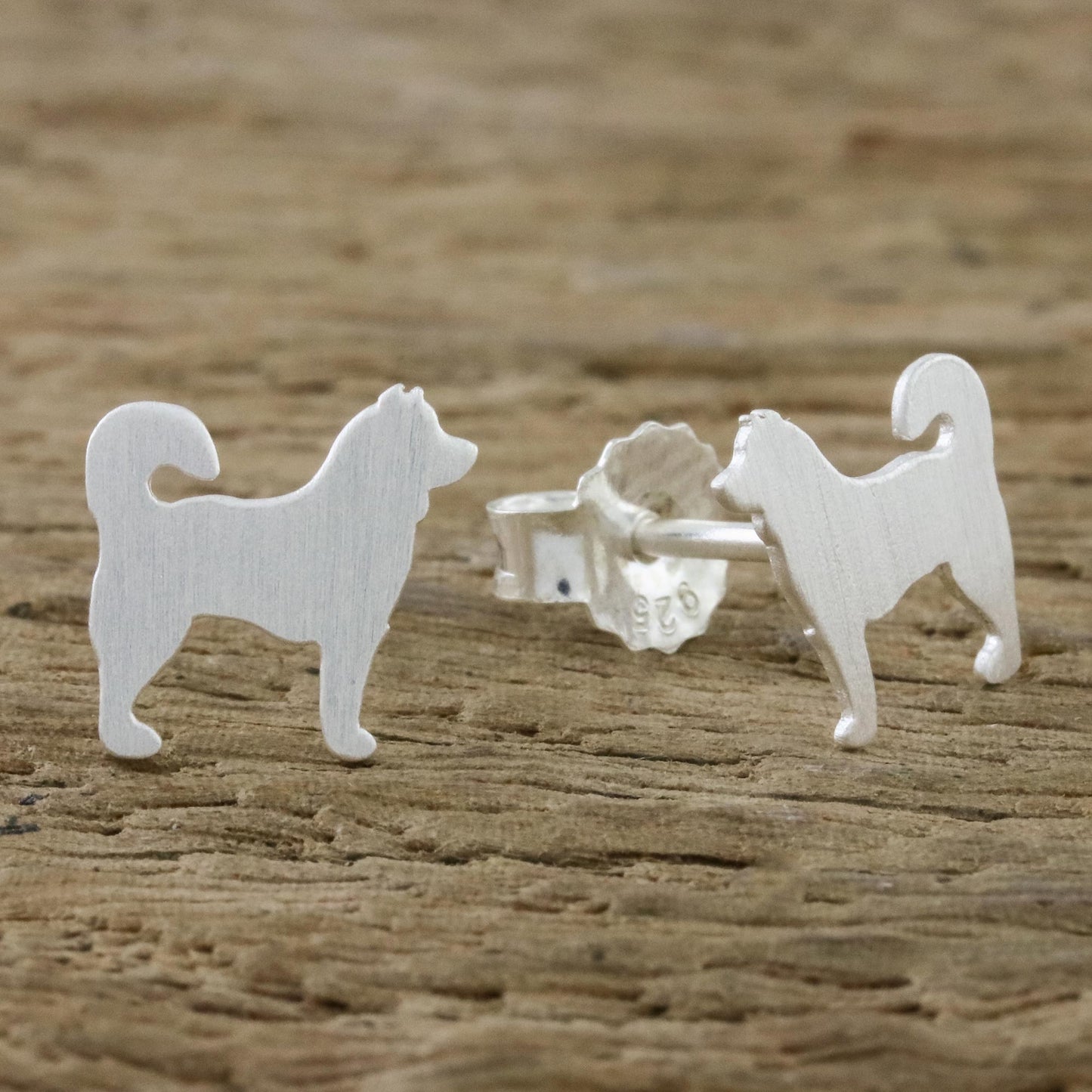 Siberian Husky Siberian Husky Sterling Silver Stud Earrings from Thailand